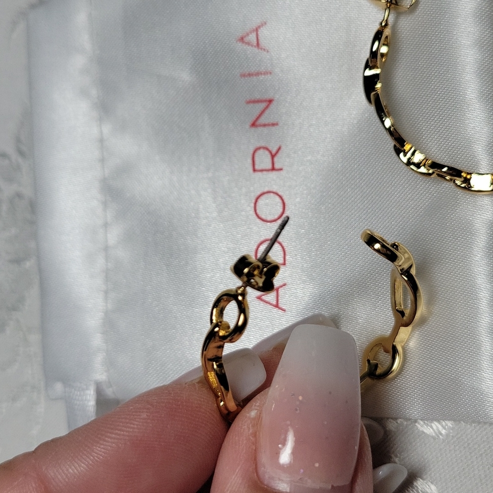 Adornia 14KGP Chain Link Hoop Earrings - Picture 5 of 5